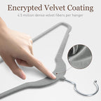 Velvet Hangers 50 Pack, Slim Non-Slip Clothes Hangers Space-Saving for Closet, Heavy Duty for Pants, Coats, Skirts, Jeans, Sweaters and More, Nylon-Flocked, Grey