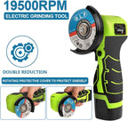 Cordless Brush Angle Grinder Kit, 19500rpm Mini Electric Angle Grinding Tool with 2pcs 16.8V 2000mAh Batteries and 5-Cutting Discs, Grinder Handheld Cutter for Metal Wood