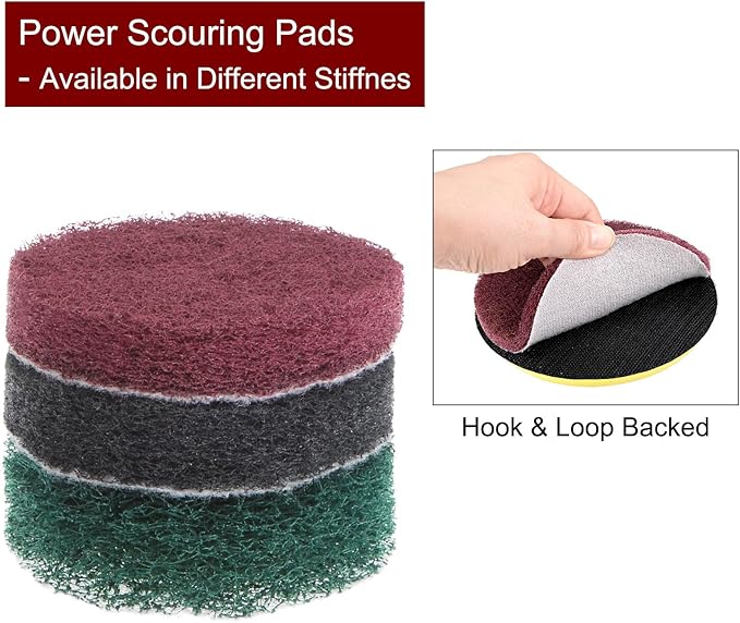 HARFINGTON 6pcs Drill Power Brush 2 inch Tile Scrubber Scouring Pads 320-400 Grit for Bathroom Kitchen Household Cleaning