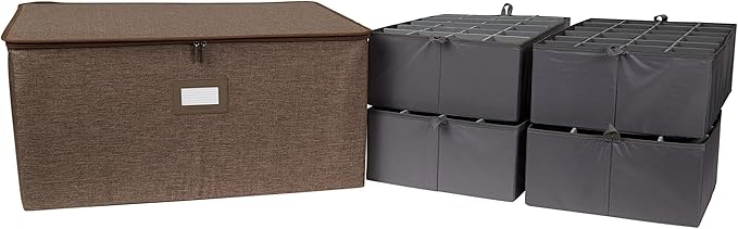 Covermates Keepsakes - Adjustable Zip-Top Storage Box - Configurable FlexGrid Compartments - Heavy Duty Polyester- Reinforced Handles - Stackable Design - Indoor Storage, Brown Heather