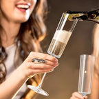 Ciaell 24 Pack Plastic Champagne Flutes - 6 Oz Flower Wavy Champagne Plastic Glasses - Heavy Duty Vintage Disposable Flutes for Party & Anniversary & Wedding