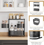 3 Tier Bathroom Counter Organizer, Rotating Countertop Vanity Storage Cabinet with Standing Shelf, Cosmetic Holder for Skincare & Makeup, Kitchen Spice Rack, Bedroom Nightstand Organizer, Black