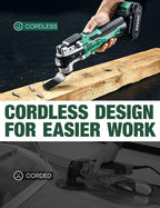 KIMO 20V Cordless Oscillating Tool Kit with 26-Pcs Accessories, Max 21000 OPM, 6 Variable Speed & 3° Oscillating Angle, Battery Powered Oscillating Multi-Tool for Cutting Wood/Nailing/Scraping/Sanding