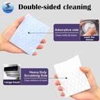 24 Pack Light Scouring Pad with Foam, Triple Cleaning Scrub Pad Singles Heavy Duty Household Non-Scratch Abrasive Hand Pad Multi Surface Magic Sponge Eraser Sheets for Home Surfaces Indoor Cleaning