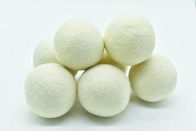 Pack of 7 Wool Laundry Dryer Ball by GK&CO-Reusable Extra Large Premium Natural Fabric Softener, Reduces Clothing Wrinkles, Eco-Friendly~Made of 100% Pure New Zealand Wool~Made in Nepal (7)