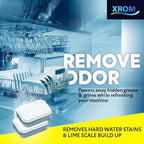 XROM Dishwasher Cleaner Tablets, Plant Based, Deep Clean And Descale, Removes Odors, Removes Hard Water Stains, Powerful Descaling, 6 Treatments (Lemon Scent)