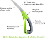 GARDEN GURU Folding Pruner Saw with Ergonomic Handle & Safety Lock – Non Slip – Rust Resistant Hardened Steel – Professional Grade Sawtooth Blade – for Pruning Trimming Camping Clearing