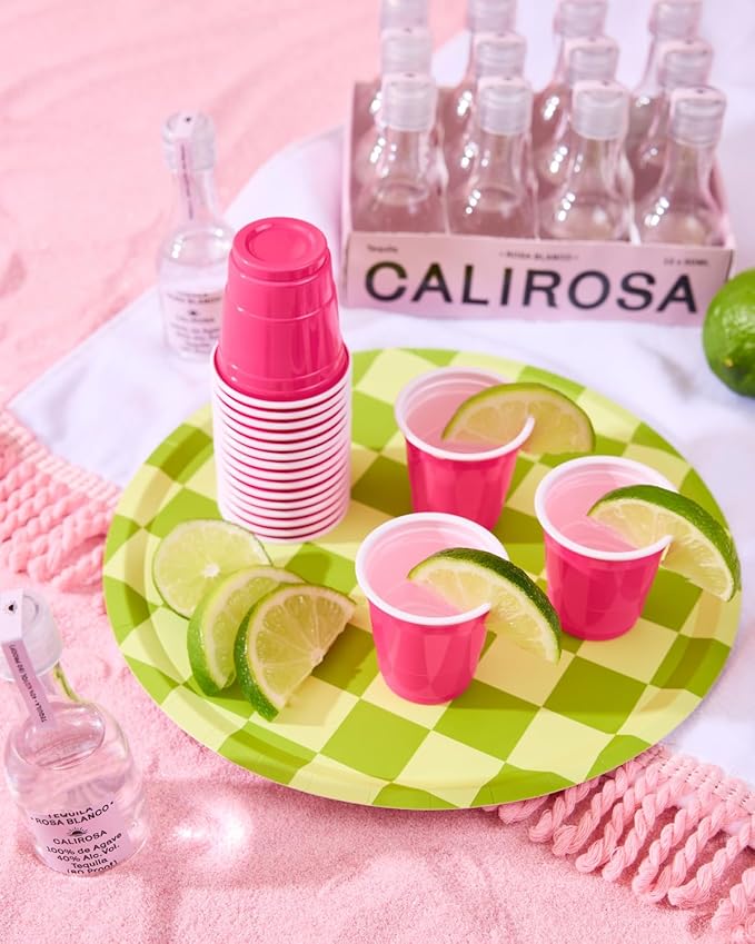 xo, Fetti Party Decorations Hot Pink Plastic Shot Glasses - 50 Disposable 2 oz Cups | Bachelorette Party Cups, Birthday Party Decorations, Party Favors, Pink Baby Shower Supplies, Cute Plastic Cups