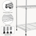 M MZG 1000 lbs 4Tier Shelf Metal Storage Shelves Wire Rack Closet Organizers with Wheel for Garage Kitchen Bathroom Laundry Chrome 13.7" D x 23.6" W x 53.4" H