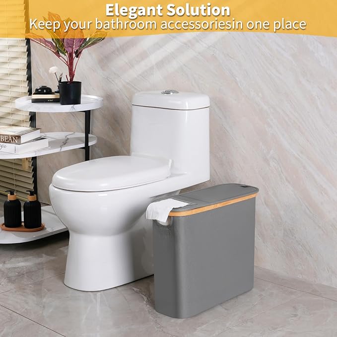 efluky Toilet Paper Storage and Holder 2 in 1, Toilet Paper Storage with Lid for Bathroom 28L, Free Standing Holder Organizer Holds Up to 9-12 Rolls, Grey