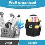 Qivine 17L Cleaning Caddy with Handle, Cleaning Supply Caddy Foldable Tool Bag Cleaning Products Organizers Portable Cleaning Bucket Organiser for Storing Towels (Black)