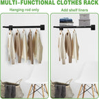 Closet Shelves Wall Mounted, 85 Inches Heavy Duty Closet Rod with Shelf Metal Utility Shelf for Wall, Closet, Laundry Room
