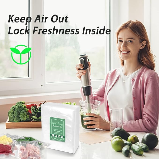 4.7" x 7.8" Vacuum Sealer Bags,Heavy Duty Pre-Cut Design Commercial Grade Food Sealable Bag for Heat Seal Food Storage,Smell Proof Bags Boilsafe to 280°F Freezable, Resizable,Reuseable (100Pcs)