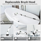 TUYU Electric Spin Scrubber, Full-Body IPX7 Waterproof Bathroom Scrubber,4 Replacement Head for Adjustable Extension Handle Electric Cleaning Brush for Bathroom, Tub, Tile
