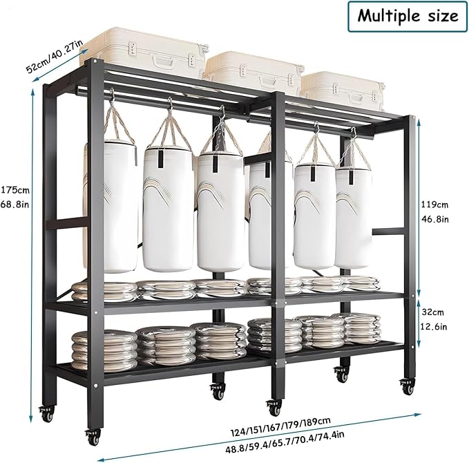Heavy Duty Portable Closet with Cover 1200Ibs Foldable Covered Clothes Rack for Hanging Clothes Armoire Wardrobe Closet System Freestanding Coat Storage Garment Racks (150cm/59in（black）)