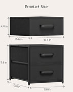 Homsorout Stackable Storage Drawers - 2 Tier Closet Drawers, Closet Organizer with Metal Handles, Night Stand with Collapsible Bins, Fabric Dresser for Bedroom, Dorm, Office, Black, 2 Pack