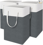 TasticTotes laundry basket 3-Pack, laundry hamper, Hamper with handles, collapsible laundry baskets, Waterproof dirty clothes hamper, Towel Storage for Home or Dorm, 75L-Grey