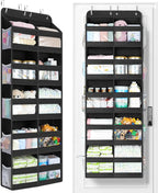 Yecaye 5-Tier Over The Door Organizer Dual-Column, 80lbs Load Over the Door Storage of 10 Compartments, Heavy Duty Door Organizer Hanging for Bedroom Closet Nursery Bathroom Pantry, Black, 2 Pack