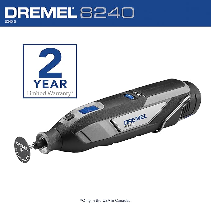 Dremel 8240 12V Cordless Rotary Tool Kit with Variable Speed and Comfort Grip -Includes 2AH Battery Pack, Charger & more (Renewed)
