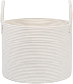 JMvicyroam 65L Extra Large Blanket Basket for Living Room - Woven Cotton Rope Laundry Hamper with Reinforced Handles - Storage Bin for Pillows, Comforters & Toys - Machine Washable,White