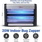 Advanced 2-in-1 Indoor Bug Zapper, Powerful 3500V Flying Insect Zapper, Built-in Bait Tray, Uses 2-in-1 Methods to Attract & Zap Fruit Flies, Mosquitoes, Flies, Gnats, Moths, & More. - 2 Free Bulbs