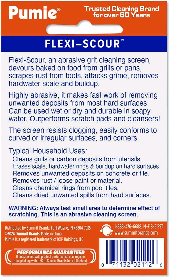 PUMIE Flexi Scour, 3-Pack 5.5 x 4 Flexible Scrubbing Screen for Household Cleaning, Flexible Scouring Pad Abrasive Grit Screen for Grills, Remove Stubborn Stain, Grime, Carbon, Rust, Scale -FLEX-12 C