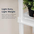 IRIS USA 4-Shelf Light Duty Plastic Storage Shelves, 200lb Capacity, 48" H x 24" W x 12" D, Medium Modular Shelving Unit Storage Organizer for Bathroom, Laundry, Garage & Home, Storage Rack - White