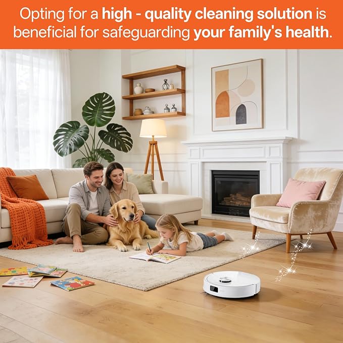 Floor Cleaning Solution Orange Scent, Compatible with Roborock Cleaning Solution Quick Drying Without Residue Suitable for All Robot Vacuums and Wet Dry Dual-Use Vacuum Cleaners (1 L, Orange)