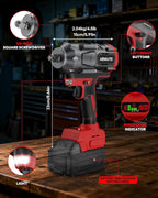 Cordless Impact Wrench for Milwaukee 18V,1500Nm (1106 Ft-Lbs) 1/2" Brushless Impact Gun, LED Work Light, 3-Speed High Torque Power Tool for Tire Removal, Rusted Bolts (No Battery)