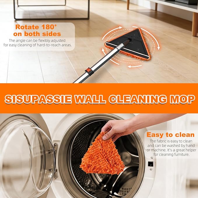 36FT Reach Duster Cleaner Kit, Dusters for Cleaning with Extension Pole, Baseboard & Wall and Window Cleaner Mop for Fan Blades, High Ceiling and Cobweb