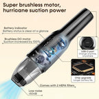 Wkzay Portable Mini Handheld Vacuum Cordless: Brushless Motor – 16,000Pa Strong Suction, Fast Charging, Low Noise, Lightweight and Portable for Home, Apartment, Dorms, Small Spaces
