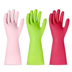 BOOMJOY Nitrile Cleaning Gloves, Heavy Duty Dishwashing Gloves, Reusable Large Gloves for Kitchen, Bathroom, Gardening, Working, Pet Care - Pink & Purple & Green, 3 Pairs, Size L