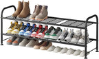 LINZINAR Shoe Rack 2 Tier Storage Organizer for Closet Entryway Metal Black