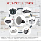 MEIXINZHI Cast Iron Cleaner, Chain Mail Scrubber & Pan Grill Scrapers - 2 in 1 Cast Iron Skillet Cleaner (Black, with mat)