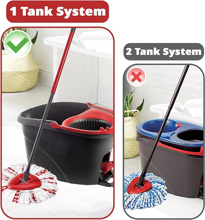 [2026 New Version] Mop Head Replacement - 40% More Cleaning Power，3 Pack Spin Mop Replacement Head for Easy Wring 1-Tank System, Easy Cleaning, Microfiber and Machine Washable