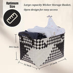 BROWNLILY Handwoven Clothes Basket Laundry Hampers Large Wicker Storage Baskets for Shelves Blankets Closet Storage Bins Car Bedroom Bathroom Organizers and Storage Bath (Pack of 4, Beige & Black)