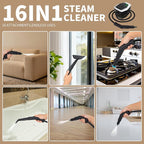 2500W Handheld Steam Cleaner, 15s Fast Heating Steam Cleaning, 1800ML Large Capacity Tank, Portable Steam Cleaner for Upholstery, Grout, Window, Grime, Grease, Bed Bugs, Car (white)