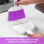 NACENA Small Dust Pan and Brush Set, Mini Broom and Dustpan Set Small Hand Broom and Brush Combo Dust Pan with Teeth for Home Cleaning Drawers Desktop Sofas and Outdoor, Purple