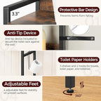 MAHANCRIS Over The Toilet Storage Rack, 3 Tier Bathroom Organizer Over Toilet, Freestanding Space Saver Toilet Stand with 2 Hooks, Bathroom Storage Shelf, Easy to Assemble, Rustic Brown TSHR6001