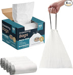 SONGMICS Trash Bags for 5.3 Gallon (20 L) Trash Cans, Drawstring Kitchen Garbage Bags, Pre-Separated, Quick-Dispense Box, Liner Code L, 4 Rolls, 160 Count, White UKRB021A04