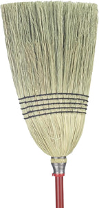 Libman 502 Big Corn Broom with 100% Broomcorn Fiber, 12" Sweep Surface