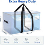 6 Pack Extra Large Moving Bags, Heavy Duty PE Woven Storage Totes with Visible Window & Wrap Around Handles, Reusable Space-Saving Alternative for Home Relocation & Storage