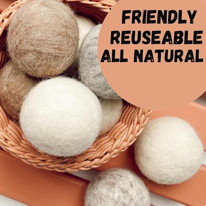 SEDLAV Wool Dryer Balls for Dryer Wool Dryer Balls - Wool Laundry Balls for Dryer, Wool Dryer Balls Laundry Reusable, Natural Reusable Fabric Softener & Wrinkle Reducer – Chemical Free (4)