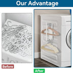 Magnetic Hanger Organizer, Strong Magnetic Hanger Holder for Laundry Room Washer, Capacity Upgrade Hangers Storage Stacker Holds up to 40 Metal Hangers White 1Pack