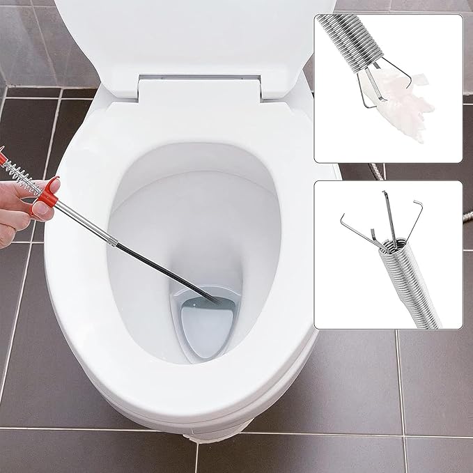Drain Snake for Hair Clogs, 116 Inch Snake Drain Hair Removal Too, Plumbing Auger Tool with Hook for Tub Pipes