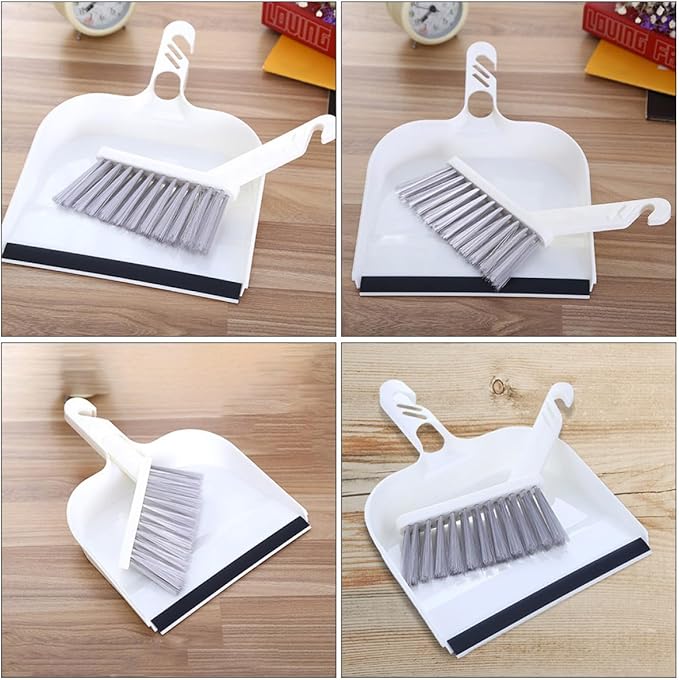 NOLITOY Mini Broom and Dustpan Set 2 Packs White Desktop Cleaning Supplies Table Sweeping Tools for Kitchen Home Office Tea Table Cleanup
