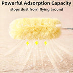 Heavy Duty Duster Refills, Disposable Dusters Kit for Cleaning Dusting Furniture Blind Ceiling Fan, Multi Surface 360 Feather Duster(10)+3FT Extended Handle（1） (Yellow)