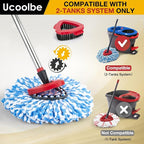 Spin Mop Replacement Head for O Cedar 2 Tank RinseClean, 4 Microfiber mop Refill, 1 Scrub Brush, 1 Mop Stick, 1 Mops Base, Deep Cleaning, 30" to 58" Mop Handle Replacement
