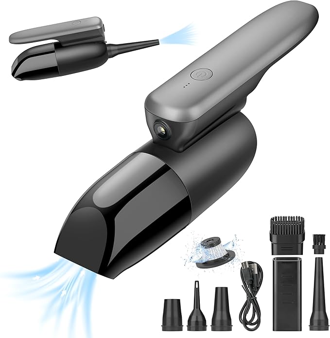 Handheld Vacuum Cordless Rechargeable -Vacuum, Blow, Pump 3 in 1 Portable Car Vacuum Cleaner Lightweight, Fast Charge