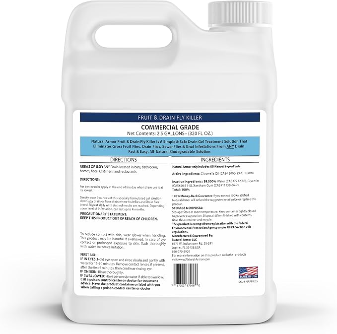 Fruit Fly & Drain Fly Killer - Simple Commercial Drain Gel Treatment - Eliminates Gross Fruit Flies, Drain Flies, Sewer Flies & Gnat Infestations from Any Drain Fast & Easy - 2.5 Gallon (320 Ounces)